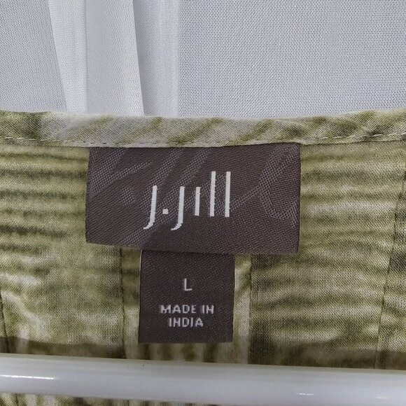 J. Jill Green Geometric Boho Peasant Blouse Hippie Festival L - Picture 9 of 12